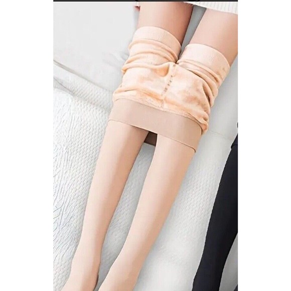Plush Lined Tights, Opaque High Waist Thermal Elastic Waist - Picture 1 of 3